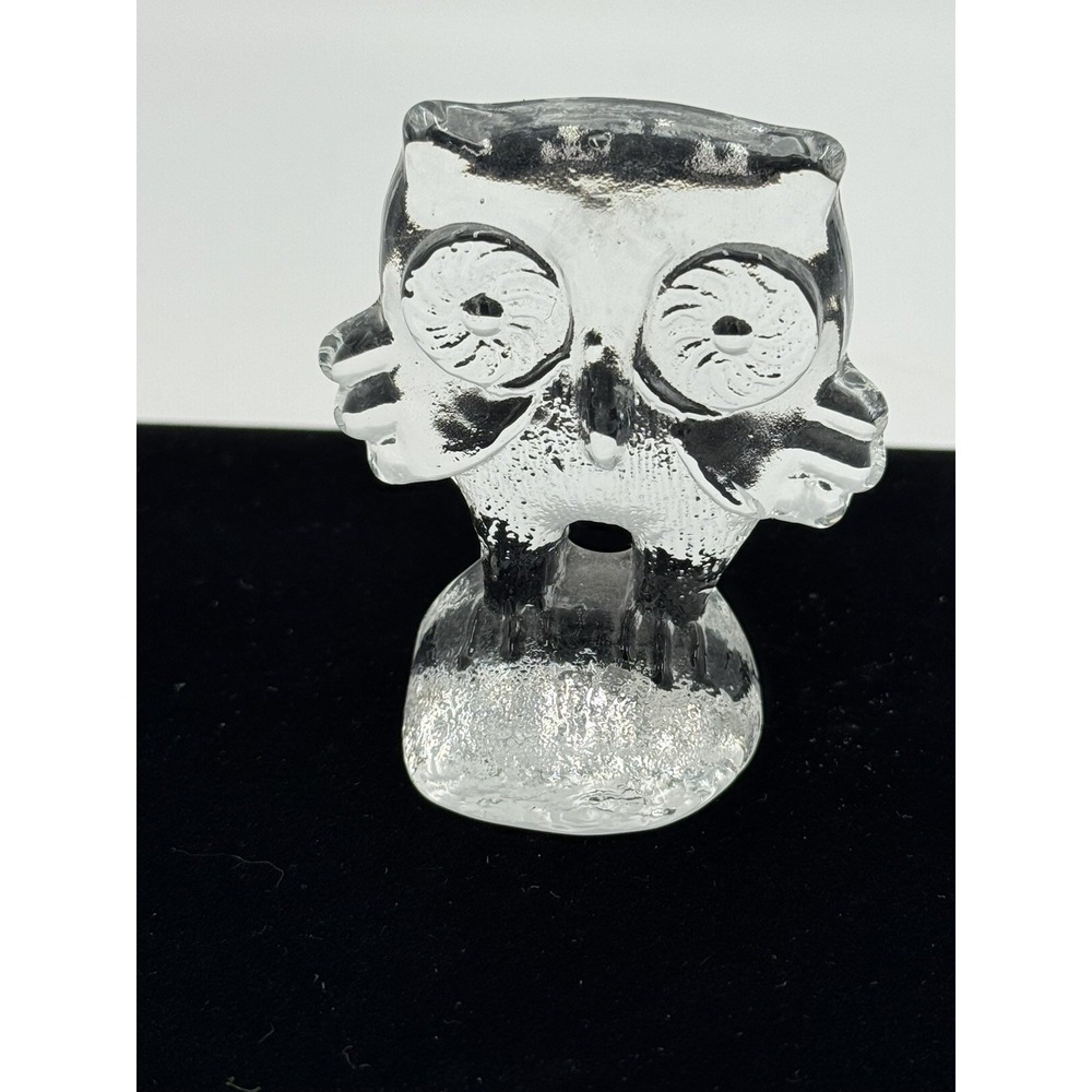 Kosta Boda Art Glass Zoo Series Owl Figurine Paperweight Handmade Sweden 3" x 2"